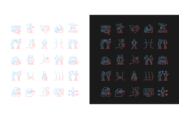 Communication Channel Gradient Icons Set: Elevating Visual Messaging for Modern Interfaces