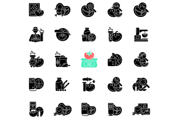 Food Testing Black Glyph Icons Set: Visualizing Safety and Science in Modern Design