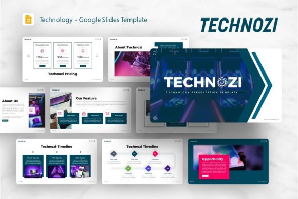 Google Slides Template Technozi: Modern Tech Decks
