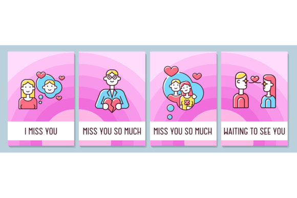 Message for Partner Greeting Card Set: Expressing Affection with Professional Vector Design