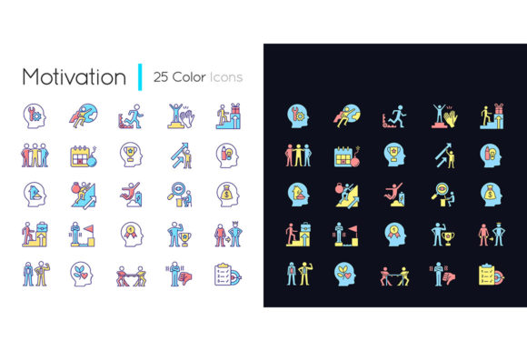 Motivation Light and Dark Theme RGB Set: Visualizing Goal Accomplishment Across Interfaces